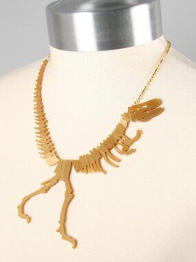 Gold T.Rex Dinosaur Skeleton Necklace (Tatty Devine)